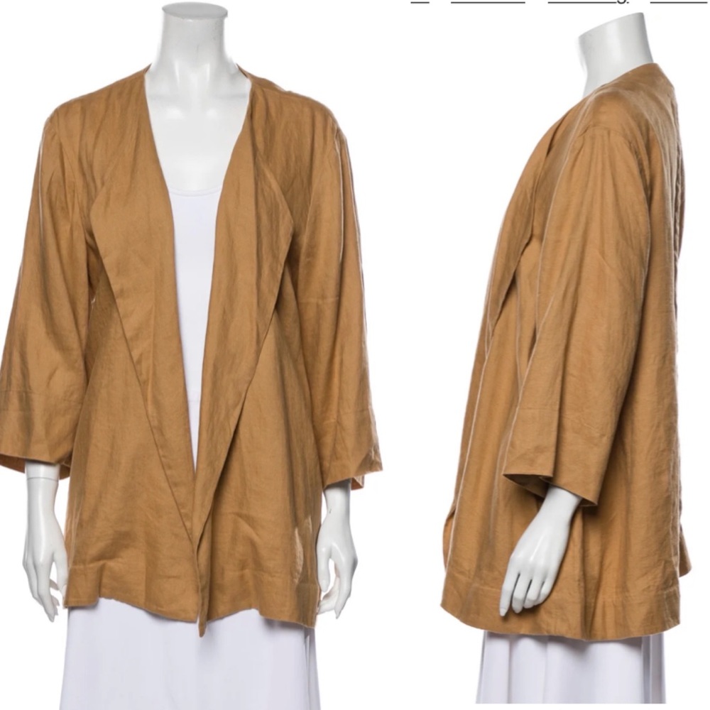 NWT Donna Karan 100% linen slouchy coat
